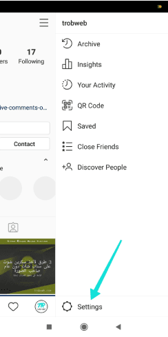 Paramètres du compte Instagram