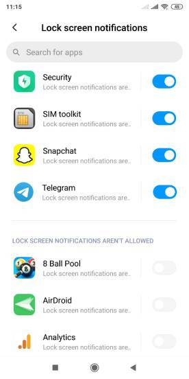 Notifications de n'importe quelle application apparaissant sur l'écran de verrouillage