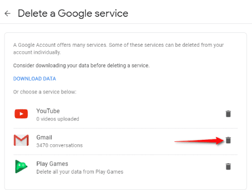 Supprimer le compte Gmail