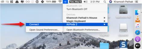 ربط AirPods مع الماك