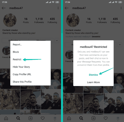 Comment restreindre une personne sur Instagram