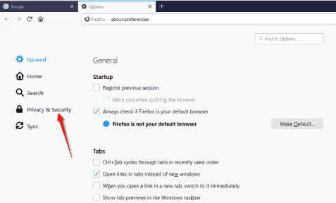 Le navigateur Mozilla Firefox s'ouvre toujours en mode navigation privée