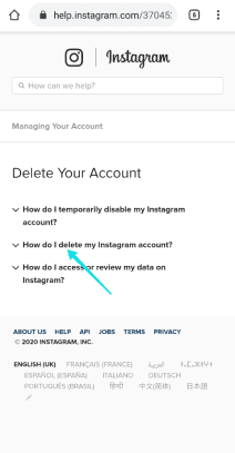 Supprimer le compte Instagram sur iPhone