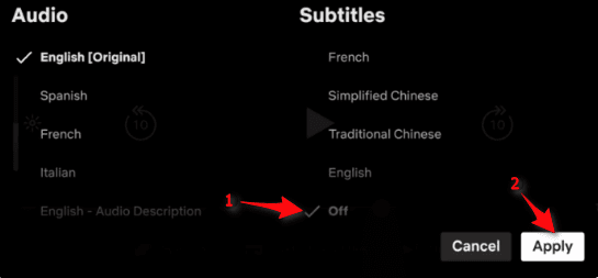 تعطيل الترجمة في netflix على التطبيق