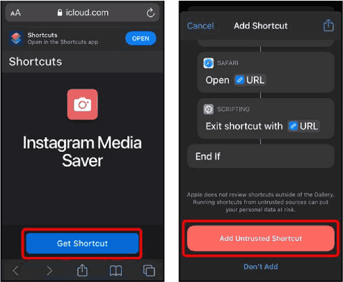 Télécharger des vidéos Instagram avec des raccourcis
