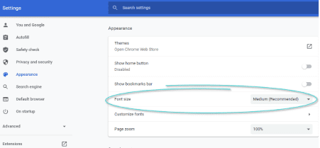 Comment changer la taille de police par défaut dans le navigateur Chrome