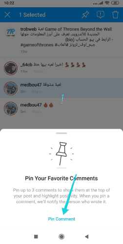 Épinglez les commentaires Instagram en haut sur Android
