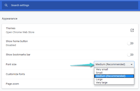 Modifier la taille de la police dans Google Chrome