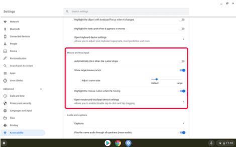 Changer le pointeur de la souris sur Chromebook