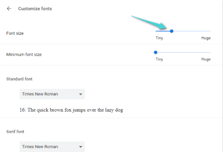 Changer la taille de la police dans Google Chrome