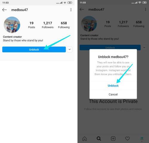 Débloquez quelqu'un sur Instagram