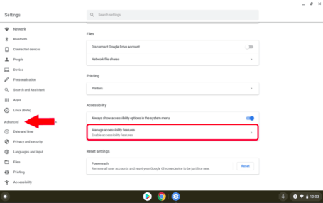 تغيير مؤشر الماوس في Chromebook