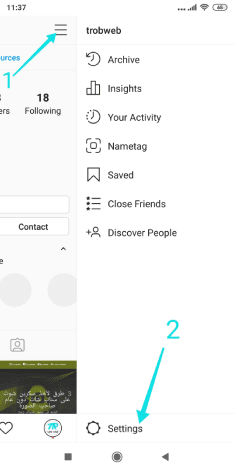 instagram setting