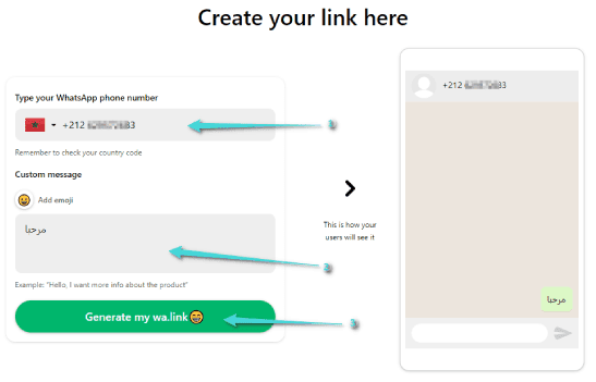 Comment créer un lien pour le numéro Whatsapp