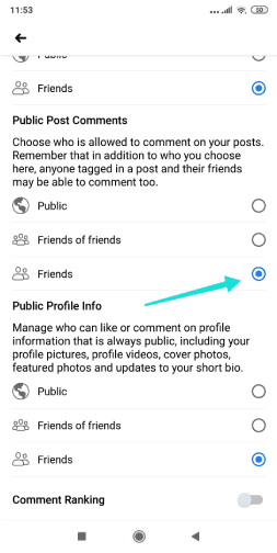 Empêcher les personnes autres que vos amis de commenter les posts