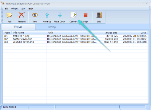 Convertir des images en fichier PDF
