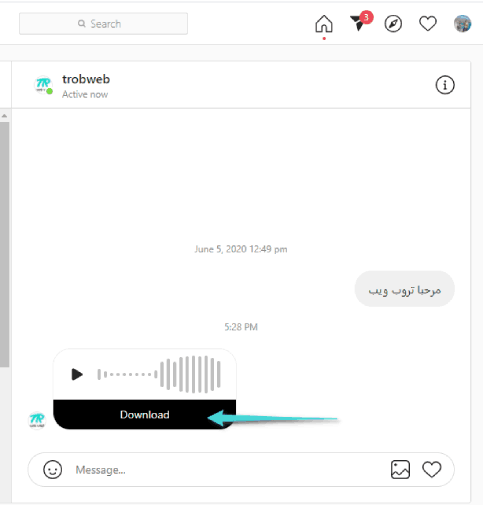 تحميل الرسائل الصوتية في انستقرام عبر المتصفح