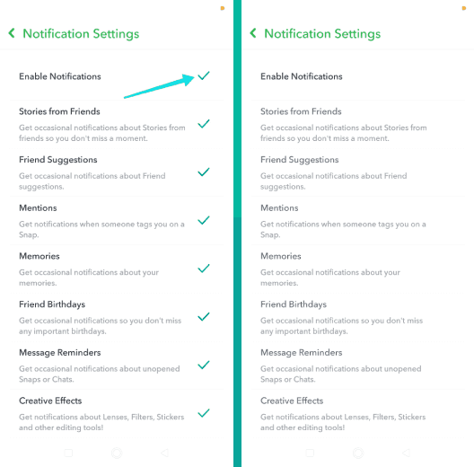 Fonction de confidentialité des notifications de Snapchat