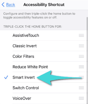 Activer le raccourci Smart Invert