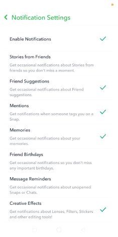Arrêtez l'apparition de certains types de notifications Snapchat