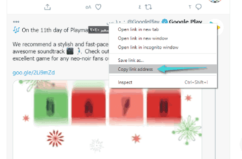 Copier un lien vidéo depuis Twitter