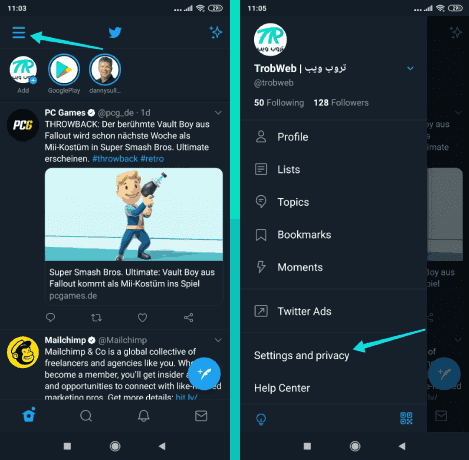 Paramètres Twitter et confidentialité