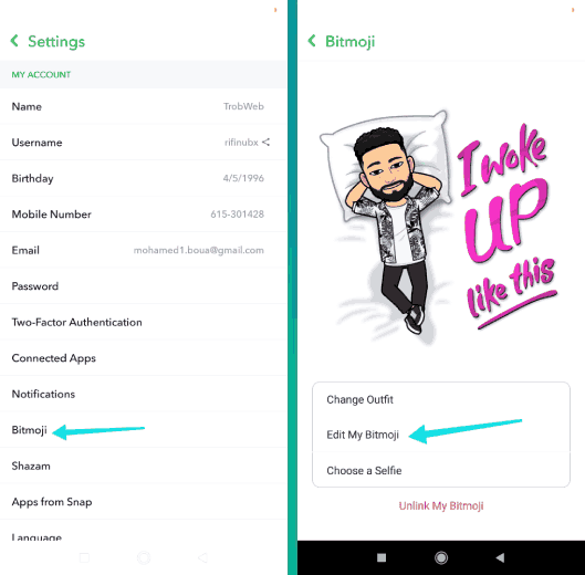 Comment changer votre personnage de dessin animé sur Snapchat