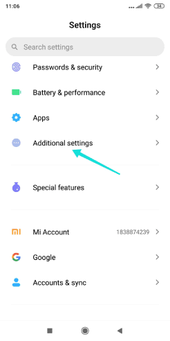Paramètres supplémentaires sur Android
