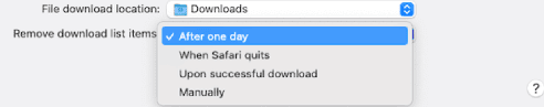 Activer la suppression automatique de l'historique des téléchargements dans Safari