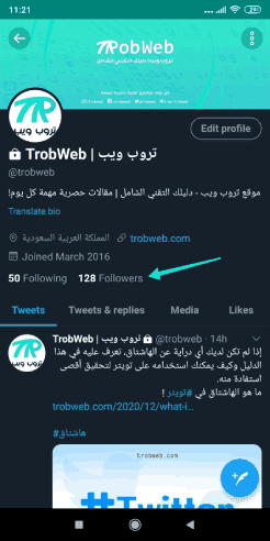 Section abonnés sur votre compte Twitter