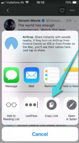 Partager un lien vidéo depuis Twitter sur iPhone