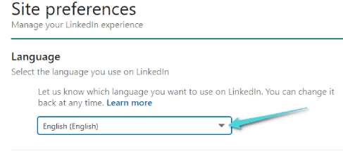تغيير اللغة على لينكد إن