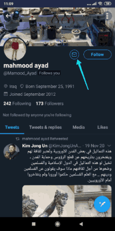 Envoyez un message privé sur l'application Twitter