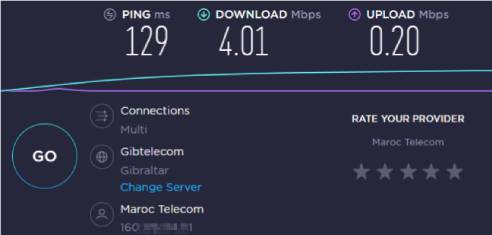 Mesure de la vitesse Internet via Speedtest
