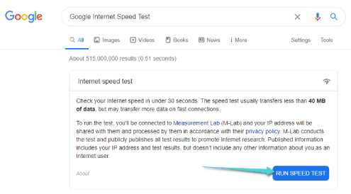 Mesurez ma vitesse Internet via l'outil Google