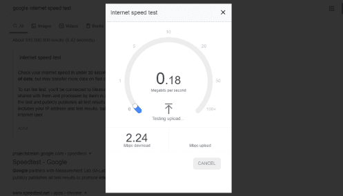 Mesure de la vitesse Internet via Google
