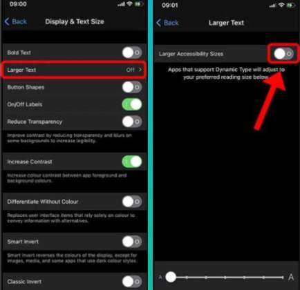 Augmenter la taille de la police sur iPhone