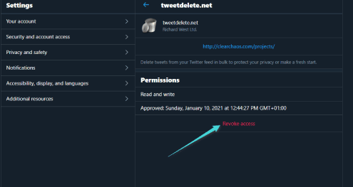 Révoquer l'accès à votre compte Twitter depuis les applications