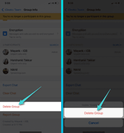Supprimer le groupe Whatsapp