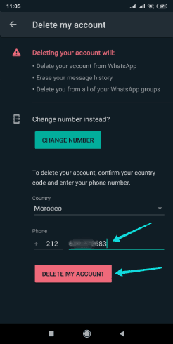Comment supprimer un compte Whatsapp sur Android