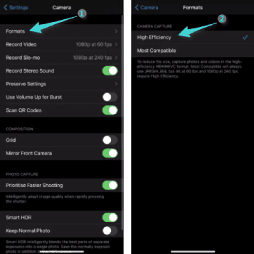 Changer le format de capture de photo de l'iPhone