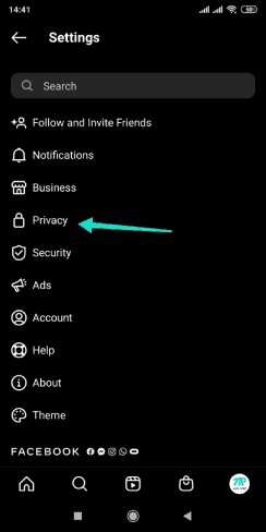 Paramètres de confidentialité du compte Instagram