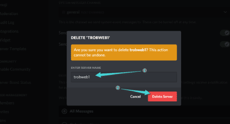 Supprimer un serveur Discord