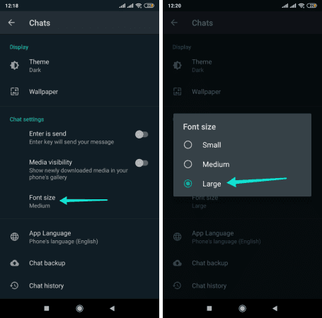 Comment agrandir la police dans Whatsapp