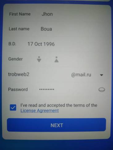 Créez un compte russe via l'application mobile