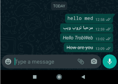 Écrivez des messages Whatsapp avec un style de police différent