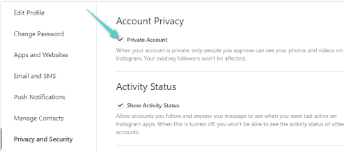 Créez un compte Instagram privé via le Web