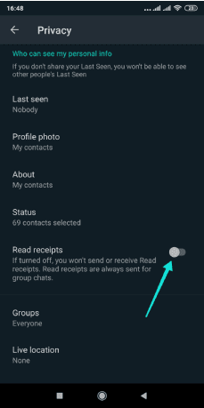 Désactiver les reçus de lecture dans Whatsapp