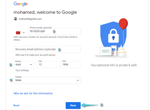 كيفية إنشاء بريد إلكتروني gmail