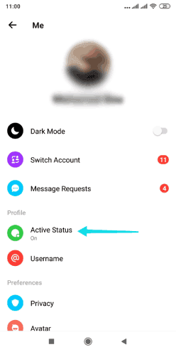 Masquer le statut actif sur Messenger